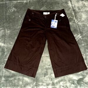 Jolt Capri Pants Women's 11 Brown Cotton Boho Casual Flat Front NEW NWT